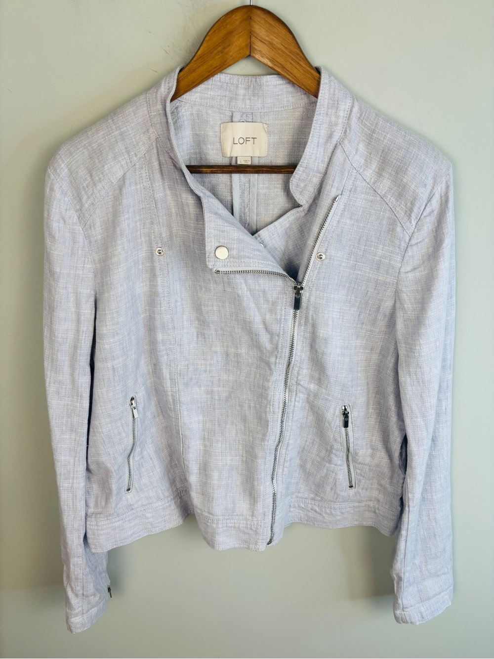 Loft Linen Moto Jacket Size L - Picture 2 of 4